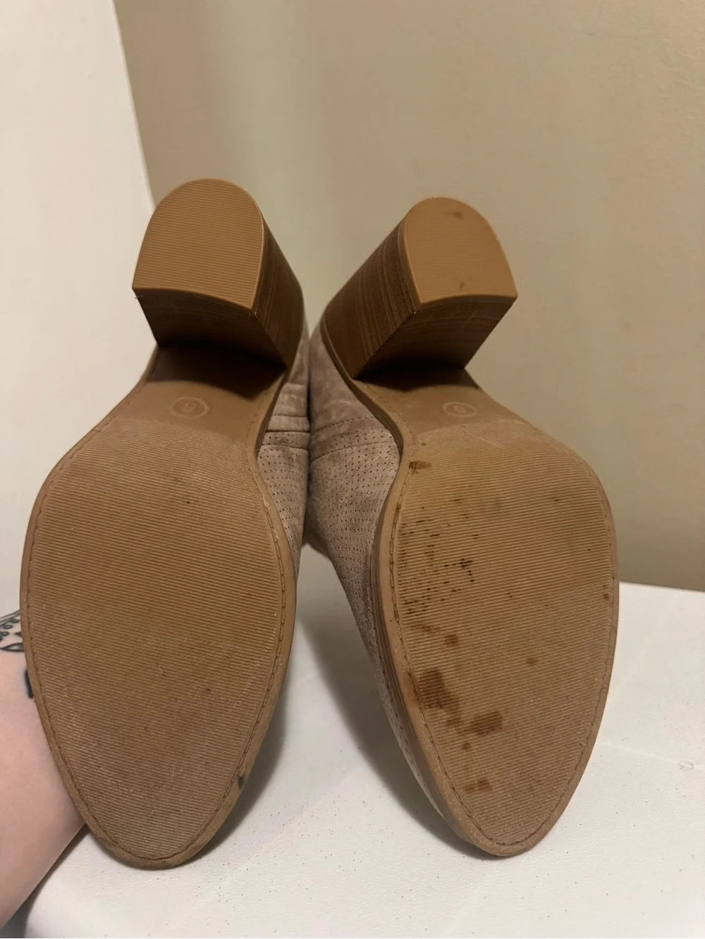 Universal Thread Perforated Microsuede Avalyn Taupe Ankle Booties